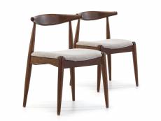 Pack 2 chaises corzo, couleur noyer, bois massif, 52,5 cm x 50 cm x 74.5 cm I20050