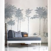 Papier peint panoramique balade dans les bois bleu 225x250cm