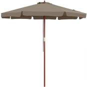 Parasol de jardin en bois ø 330 cm Pare-soleil avec protection UV50+ Protection solaire jardin terrasse extérieur Taupe