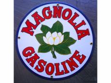 "plaque emaillée magnolia gasoline fleur blanche huile