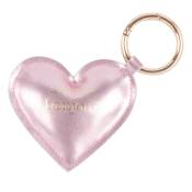 Porte-clés cœur en cuir rose irisé et inscription