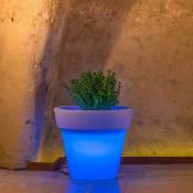 Pot de fleurs lumineux rond jardinière en résine diamètre 80 cm mod. Gemma Led vert