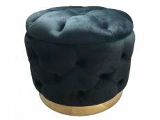 Pouf rond, structure en bois mdf, recouvert de tissu noir, dimensions 55 x 42 x 55 cm 8052773846783