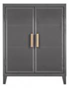 Rangement Vestiaire bas Perforé / 2 portess - Poignées chêne - Tolix gris en métal