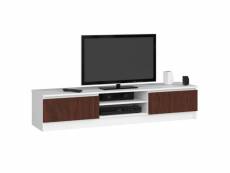 Robin - meuble tv style moderne salon - 160x33x40 - 2 portes+2 tablettes - multimédia - wengé