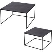 Set de 2 tables noires carrées de côtés 70 cm et