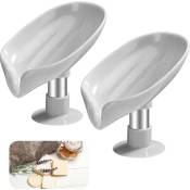 Suction Cup Soap Dish 2 Pcs Gray Leaf Shaped Soap Dish