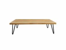 Table basse rectangulaire bois clair manguier massif et métal noir l117 cm vibes