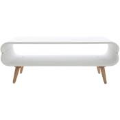 Table basse rectangulaire scandinave blanc et bois clair L118 cm takla - Blanc