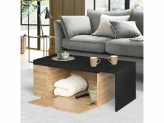 Table basse rotative bois et noir 360° lizzi extensible avec coffre