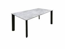 Table de repas 175 cm en céramique gris marbré et