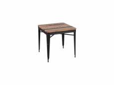 Table de repas carrée acier-bois recyclé n°2 - chalerston - l 77 x l 77 x h 77 cm - neuf