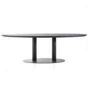 Table ovale 240x110cm en bois de chêne noir et métal