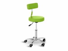 Tabouret chaise siège à roulettes avec dossier vert helloshop26 14_0003741