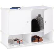 Tagère 4 cubes rangement diy armoire compartiments plastique chaussures modulable 56 x 75 x 37 cm, blanc - Relaxdays