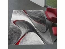 Tapis graphique et modern pour le salon milar noir, gris, rouge 80 x 150 cm