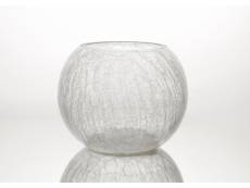 Vase boule craquelé transparent en verre