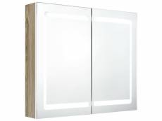 Vidaxl armoire de salle de bain à miroir à led blanc et chêne