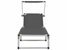 Vidaxl chaises longues pliables et toit 2 pcs aluminium textilène gris