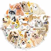 Xinuy - Lot de 50 autocollants de chien de dessin animé pour bouteilles d'eau mignons, imperméables, esthétiques et tendance pour adolescents,