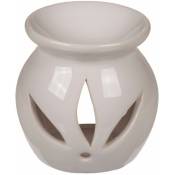 Zen Et Ethnique - Brûle-Parfum en céramique blanche livré avec un galet de cire