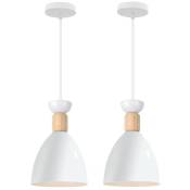 2 pcs fer forgé moderne E27 lustre suspension cuisine restaurant macaron lampe suspension (blanc) - Blanc