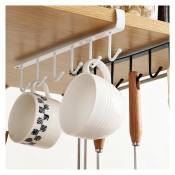 2pcs tasse crochets sous étagère porte-gobelet tasses support de rangement ustensile de cuisine support suspendu blanc