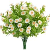 6 PièCes Marguerites Fleurs Artificielles en Plein Air Mamans Fausses Plantes Fleurs en Plastique Arbustes pour la Table à Manger DéCor