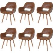 6x chaise de salle à manger Altena ii, fauteuil, design rétro des années 50 similicuir, aspect daim - brown