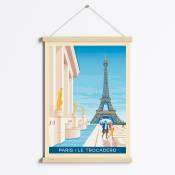 Affiche Paris - Trocadero + Cadre Magnétique (Bois)