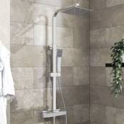 Aica Sanitaire - aica colonne de douche carrée élégante chromée avec douchette thermostatique, réglable en hauteur