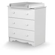 AT4 - Commode à langer 3 tiroirs Marelle en bois Blanc - Blanc