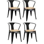 Aubry Gaspard - Chaise industrielle en métal et bois d'orme (Lot de 4) Métal laqué noir - Noir