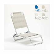Beach And Garden Design Chaise transat de plage pliante piscine aluminium Tropical, Couleur: Gris