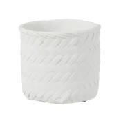 cache-pot imitation tissage en ciment blanc 20x20x17.5