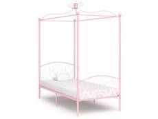 Cadre de lit de qualité à baldaquin rose métal 90