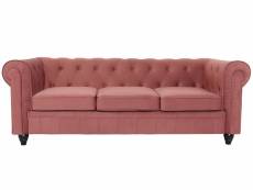 Canapé chesterfield 3 places velours rose itish