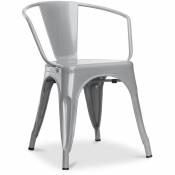 Chaise de salle à manger avec accoudoir Stylix design industriel en Métal - Nouvelle édition Gris clair - Acier - Gris clair