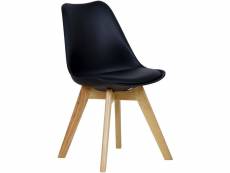 Chaise de salle à manger.chaise scandinave en similicuir + plastique + bois.noir