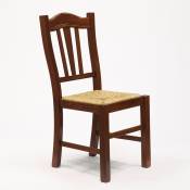Chaise rustique en bois avec assise en paille pour