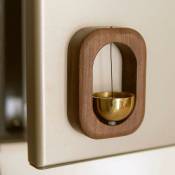Cloche de commerçant pour ouverture de porte – Noyer (rectangulaire) – Carillon magnétique pour entreprise – Ornements de bureau uniques et
