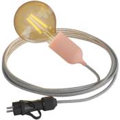 Creative Cables - Snake Eiva Pastel, lampe d'extérieur portative, 5 m de câble textile, douille étanche IP65 et fiche Sans ampoule - Saumon - Sans