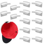 Crochets à chapeau adhésifs pour mur (paquet de 15) - Conception minimaliste de porte-chapeau, sans perçage, cintres à chapeau à tenue solide Blanc
