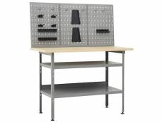Etabli 120 cm avec 3 panneaux muraux atelier table de travail gris noir helloshop26 02_0003656