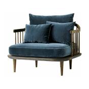 Fauteuil bleu velours SC1 Fly - &tradition