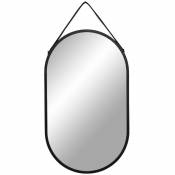 House Nordic - Miroir ovale avec lannière en cuir - Trapani - Couleur - Noir
