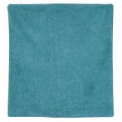 Housse de coussin passepoilée effet velours - Bleu Turquoise - 60 x 60 cm
