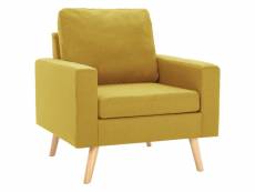 Knut - fauteuil scandinave bois d'hévéa et tissu - jaune 288699