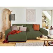Lisa Design - Garance - canapé d'angle réversible - 4 places - en velours côtelé - vert - Vert