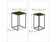 Lot de 2 tables gigogne design rétro carrées pour salon métal d'appoint fer helloshop26 13_0001322_2